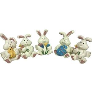 Easter Bunny Napkin Rings Holders set of 5 Whimsical Cute Cottagecore Kawaii